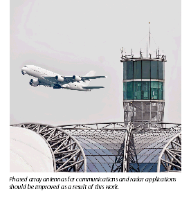 image of an airplane flying by a control tower