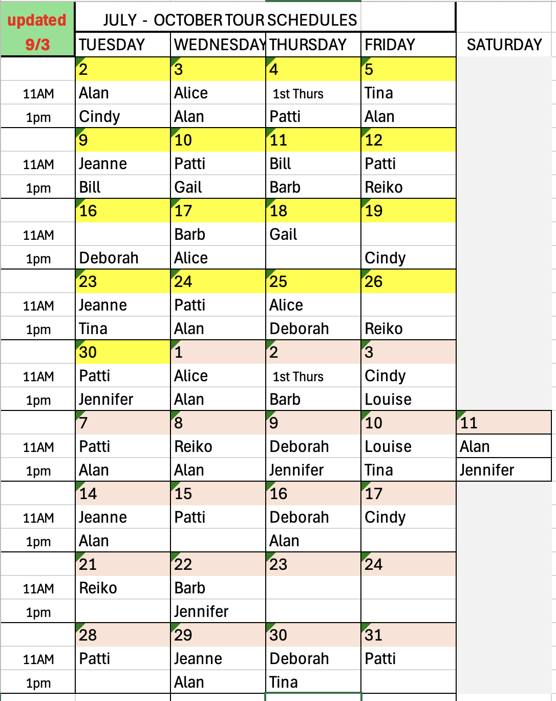 schedule grid