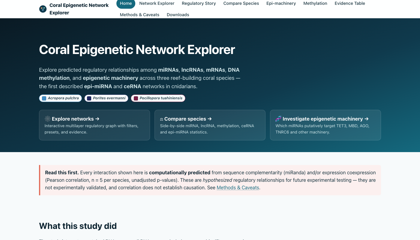 CENE — Coral Epigenetic Network Explorer