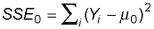 sse0 = sum of squared errors for null hypothesis