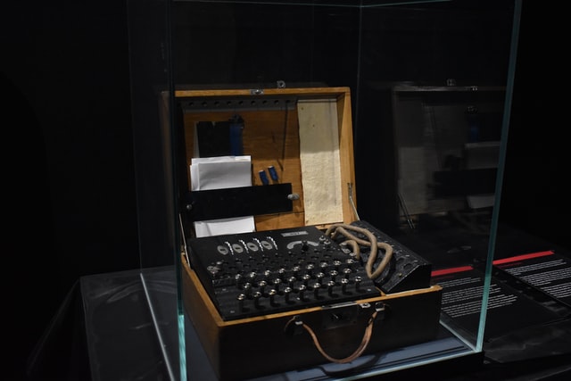 A photograph of the Enigma encryption machine