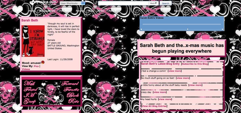 A screenshot of a very bright pink MySpace page.