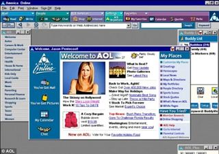 A screenshot of AOL showing a collection of stories, instant messaging, email, and more.
