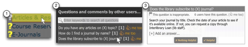 Clicking on an object, retrieving questions related to the object, and viewing an answer.