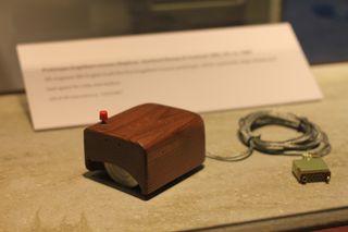 A photograph of the original computer mouse.