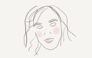 A watercolor sketch of Amy's face.