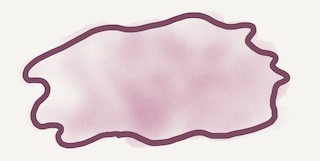 A pink cloud outlined by a sharp pink line.