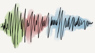 An erratic, sharply jumping plot of ups and downs, with watercolor backdrop.