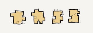 Four yellow puzzle pieces with different changes, each altered in succession, with little stick figures inside playing.