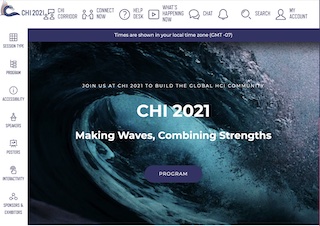 "Making Waves, Combining Strengths", with several links to program, sessions, accessibility, sponsors, posters, and more.