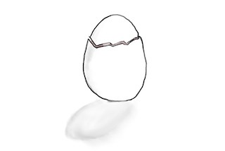 An illustration of an egg, cracking.