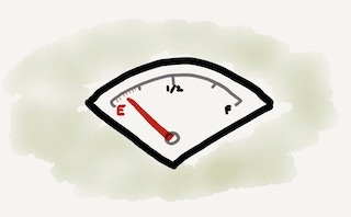 An illustration of a fuel gauge on empty.