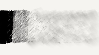 A pencil sketch of a rectangle fading from dark solid black to a diffuse fog.