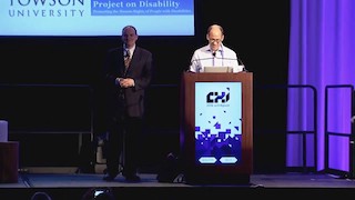 Jonathan Lazar (left), an exemplary public intellectual in HCI, receiving the SIGCHI Social Impact Award at CHI 2016.