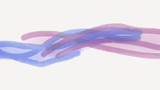Blue tendrils interleaved with pink ones.