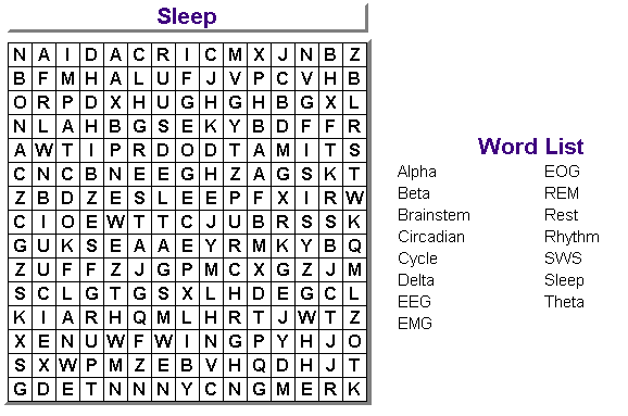 Sleep Word Search