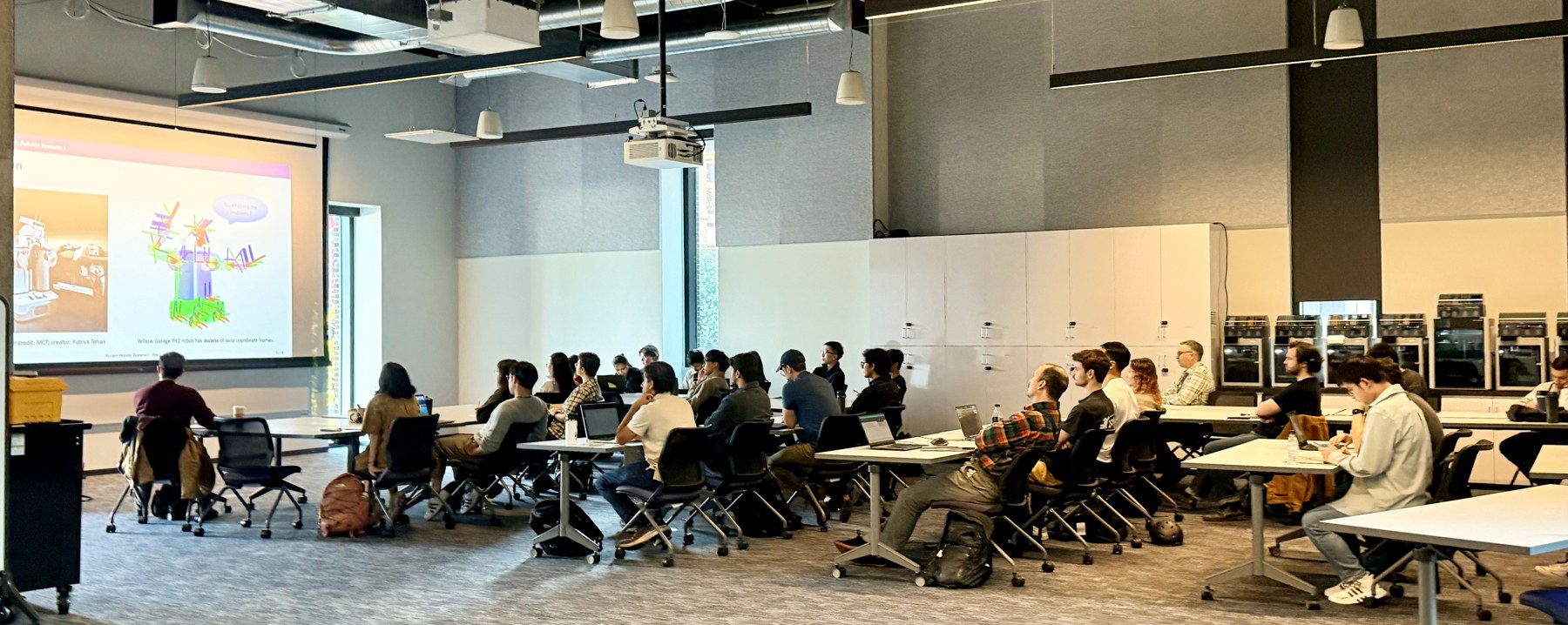 Students seated in the classroom for the first Modern Robotic Systems I lecture.