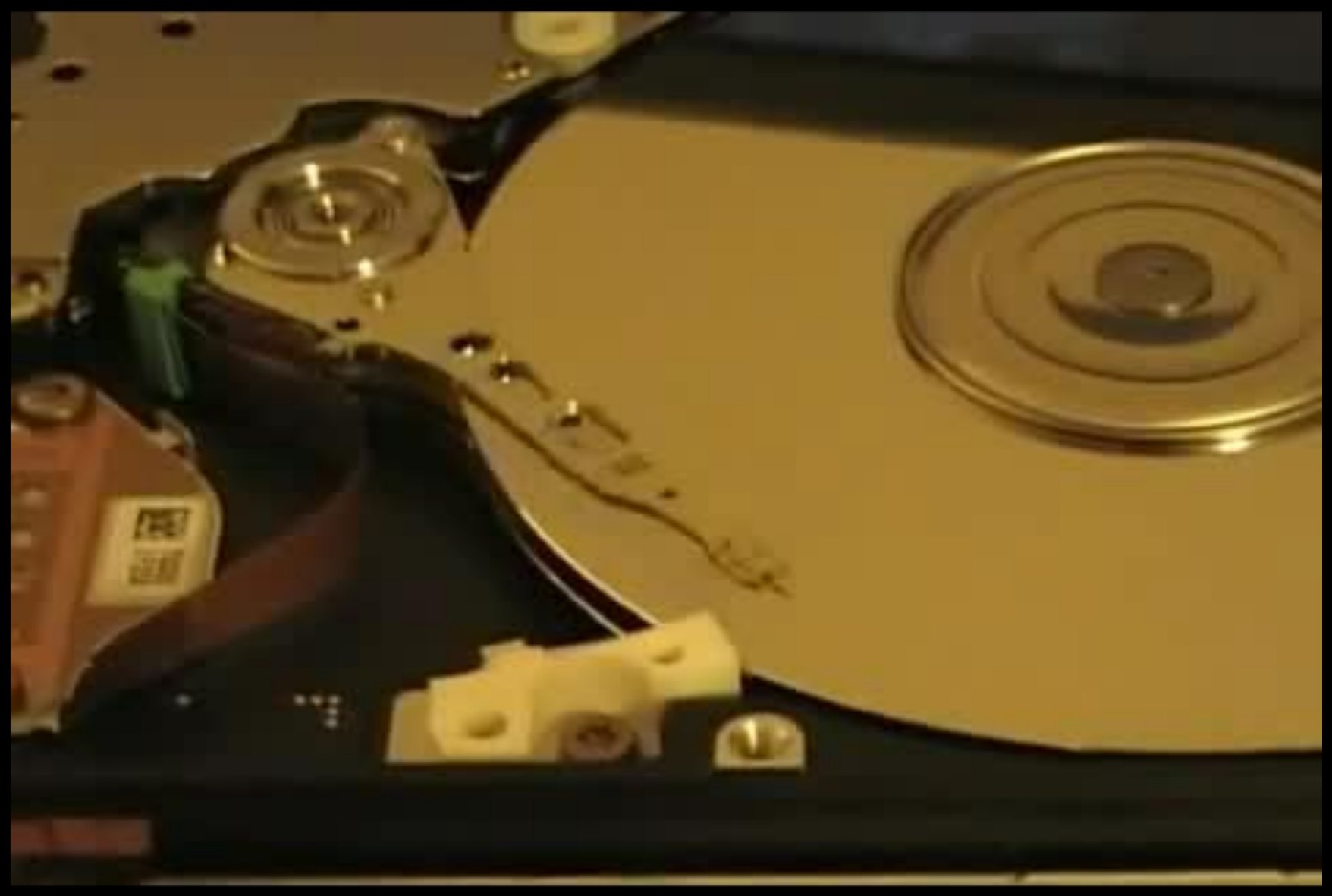 Inside a hard-disk drive.