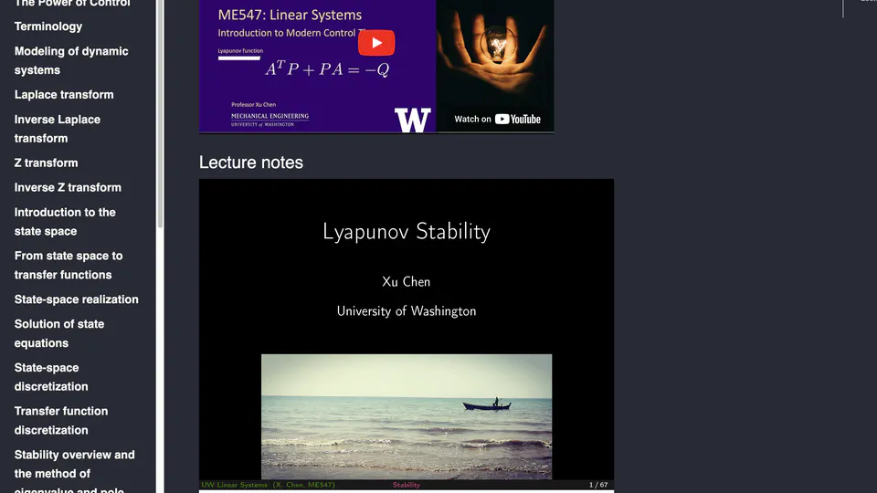 Linear Systems (UW ME 547)