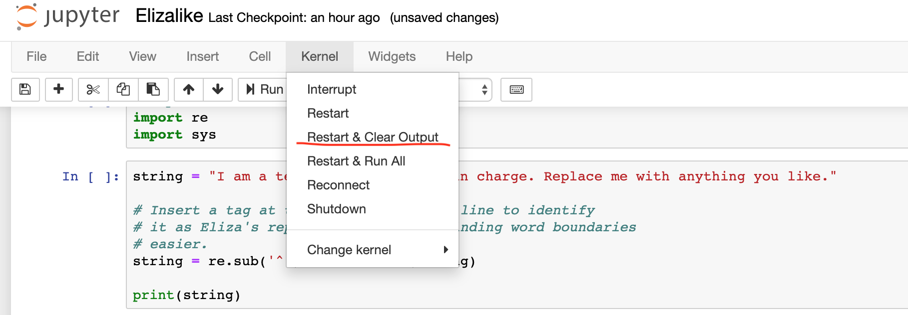 Restarting the kernel