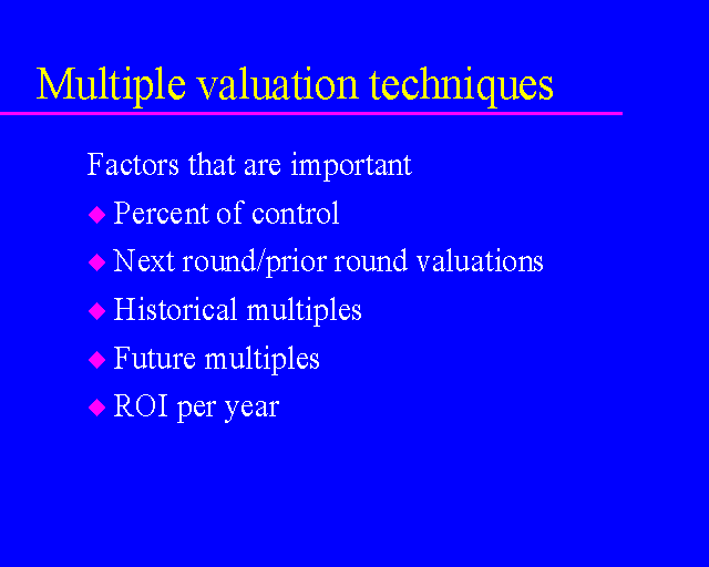 Multiple valuation techniques