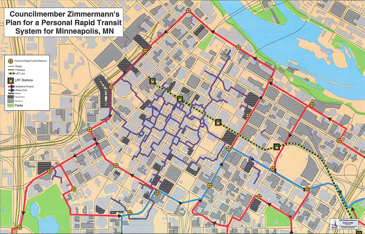 Downtown Minneapolis Personal Rapid Transit Network Concept Prepared By   Zimmerman Mpls Downtown 