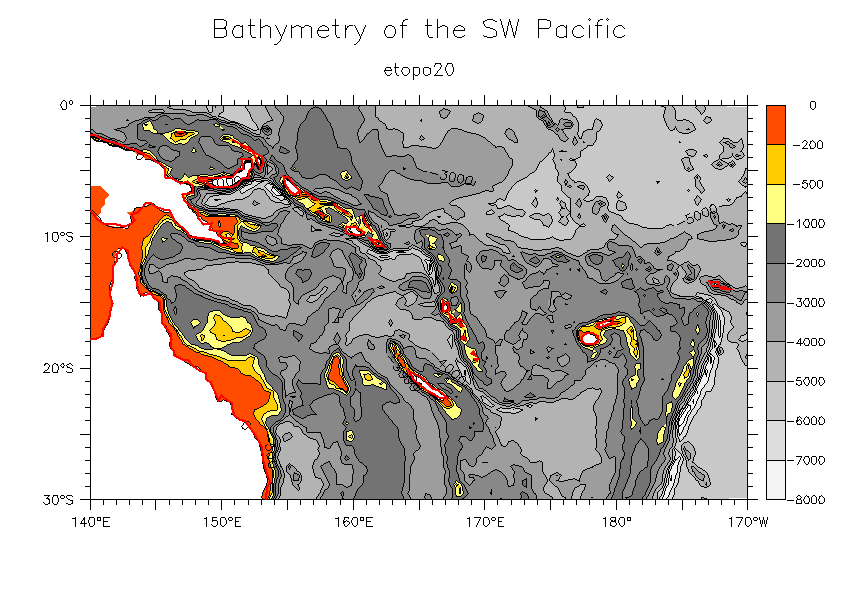SW Pacific Bathymetric Data Index