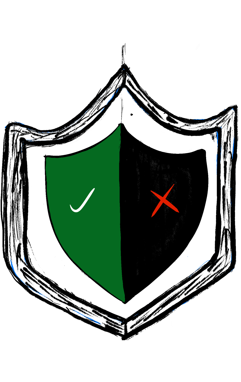 Sketch of an armor representing privacy and cybersecurity research