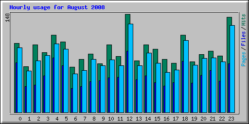 Hourly usage for August 2008