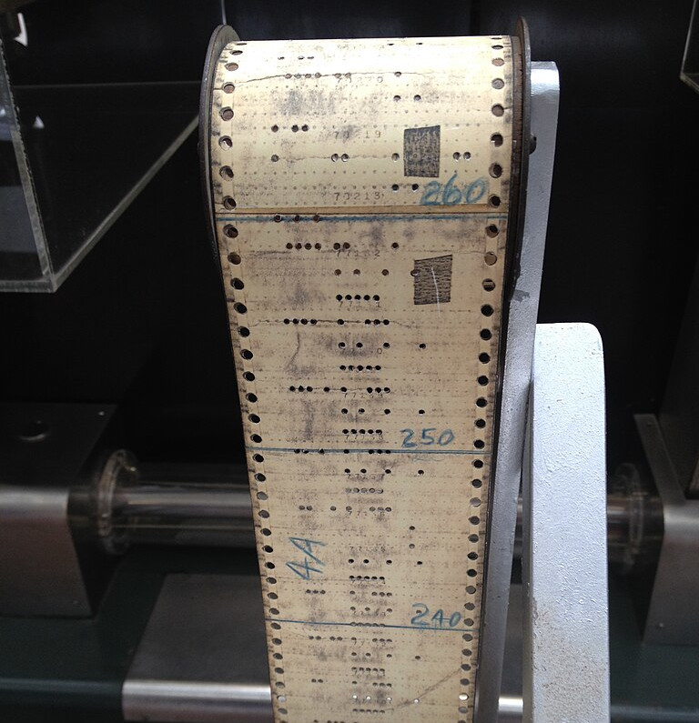 A small section of punched tape for programming Mark-1