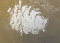 The south polar cap of Mars, imaged in April 2000 by the Mars Global Surveyor