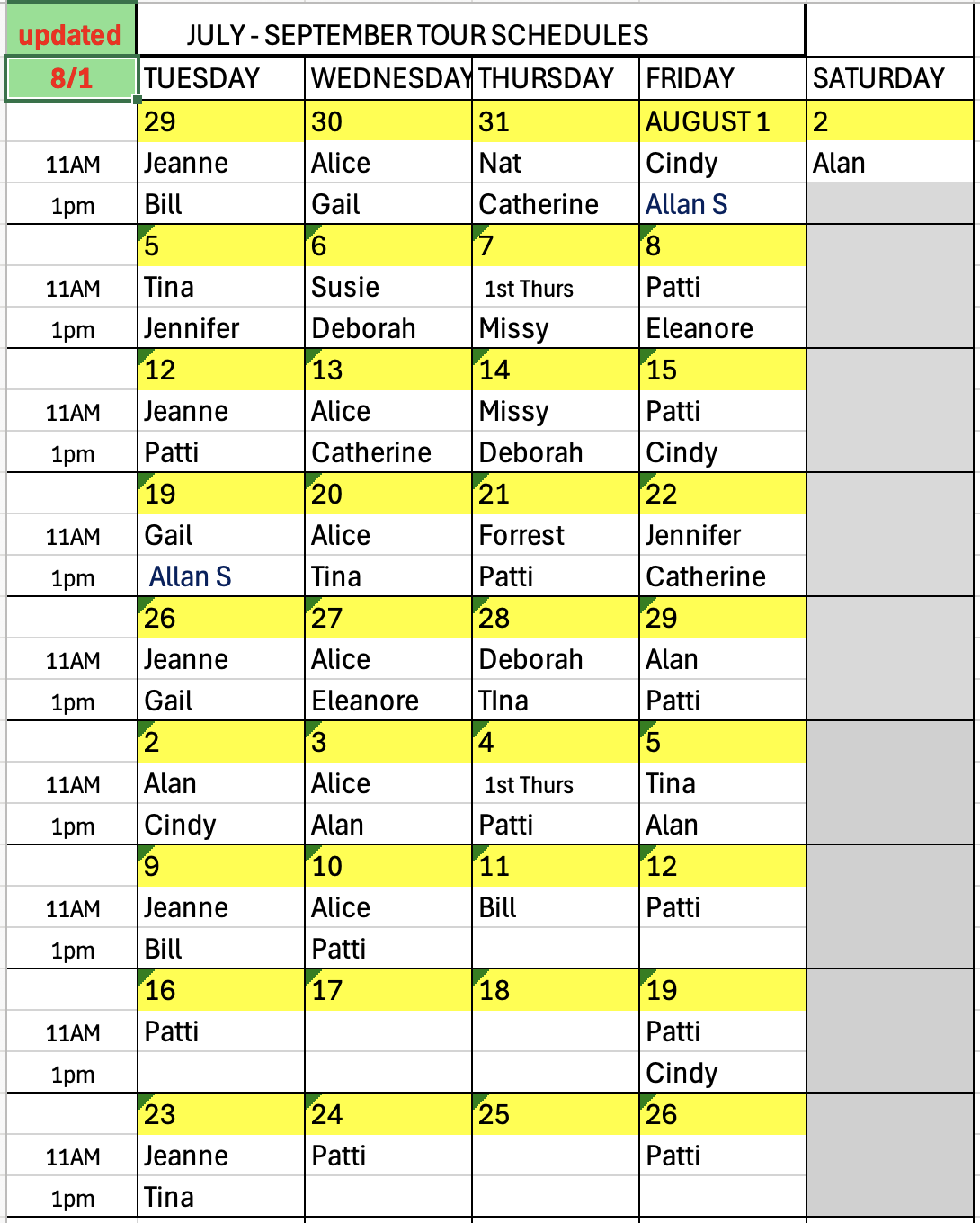 schedule grid