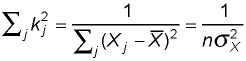 sum of weights expressed as variance of x