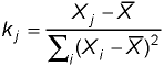 expression for the weight in the weighted average for slope