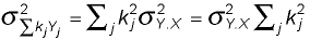 variance of weighted sum of Y's